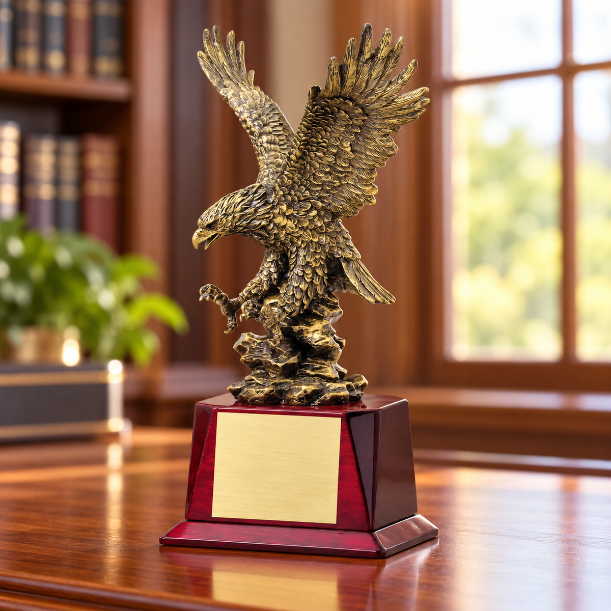 Landing Eagle on Wood Base — lifestyle photo