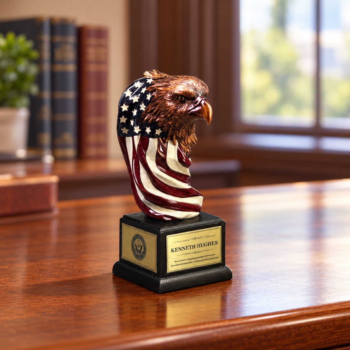 Eagle Head with American Flag Resin Award — lifestyle photo
