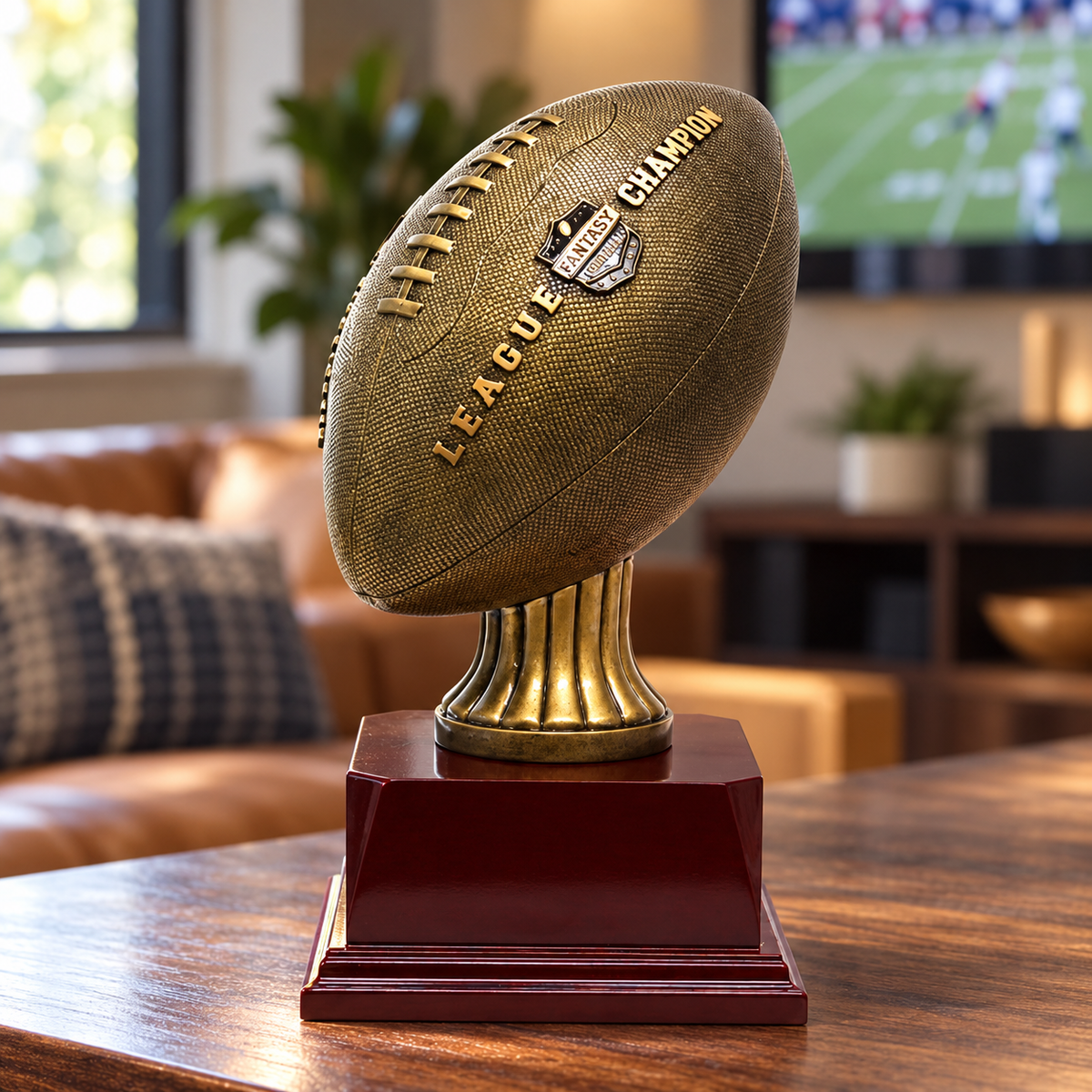 Full Size Gold Resin Fantasy Football Award — lifestyle photo