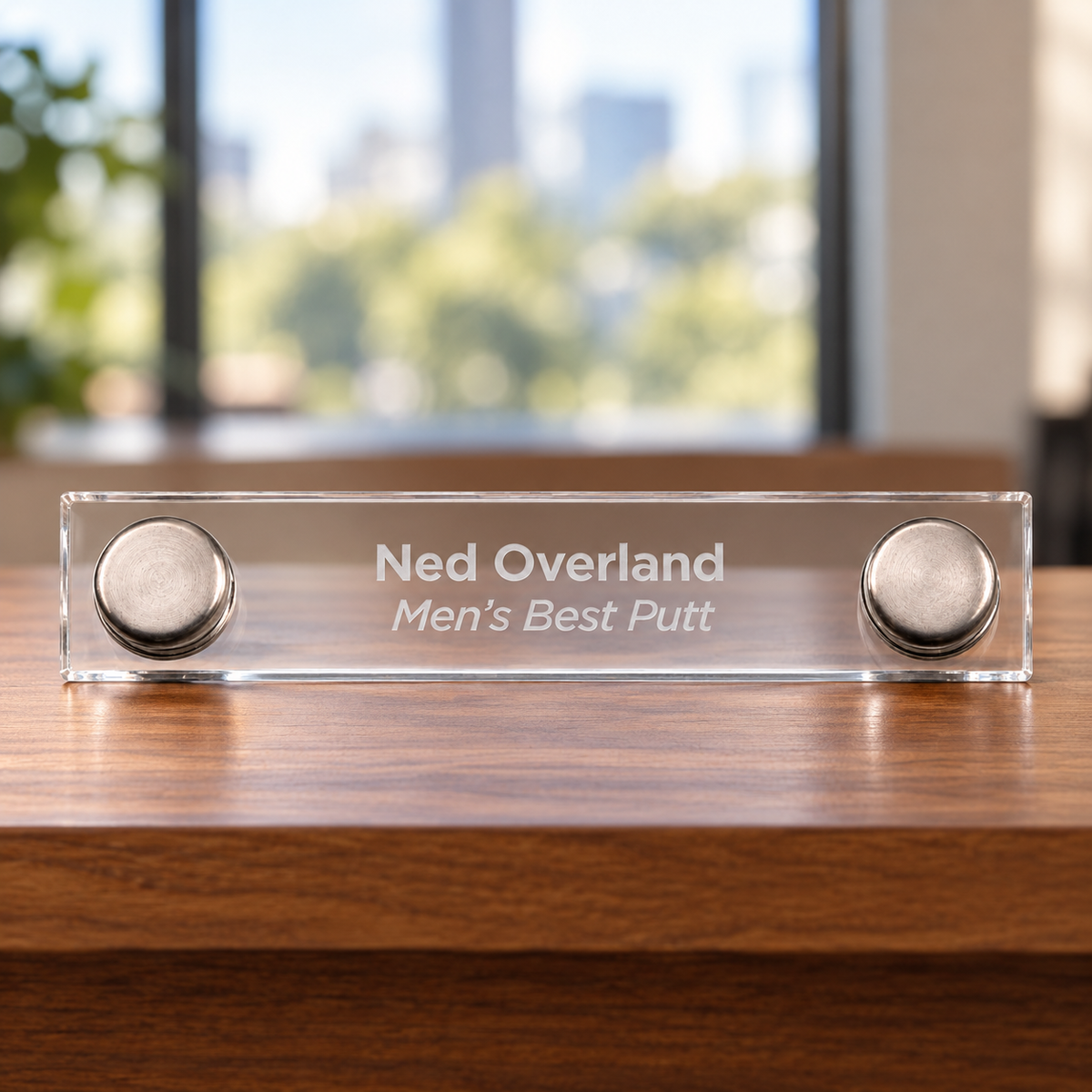 Clear Acrylic Add-on Plates for Black and Clear Acrylic Perpetual Plaque — lifestyle photo
