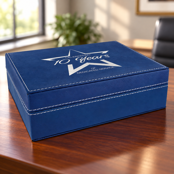 Personalized Leatherette Hinged Gift Box — lifestyle display