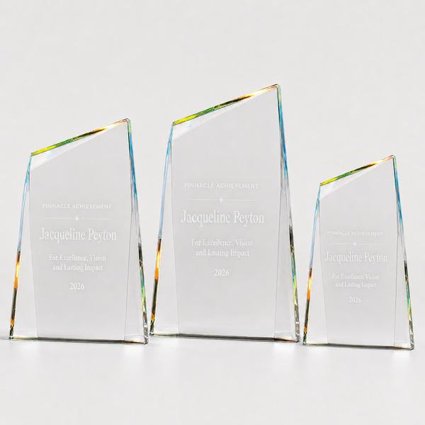 Pinnacle Series Freestanding Crystal Award with Prism-Effect Coating