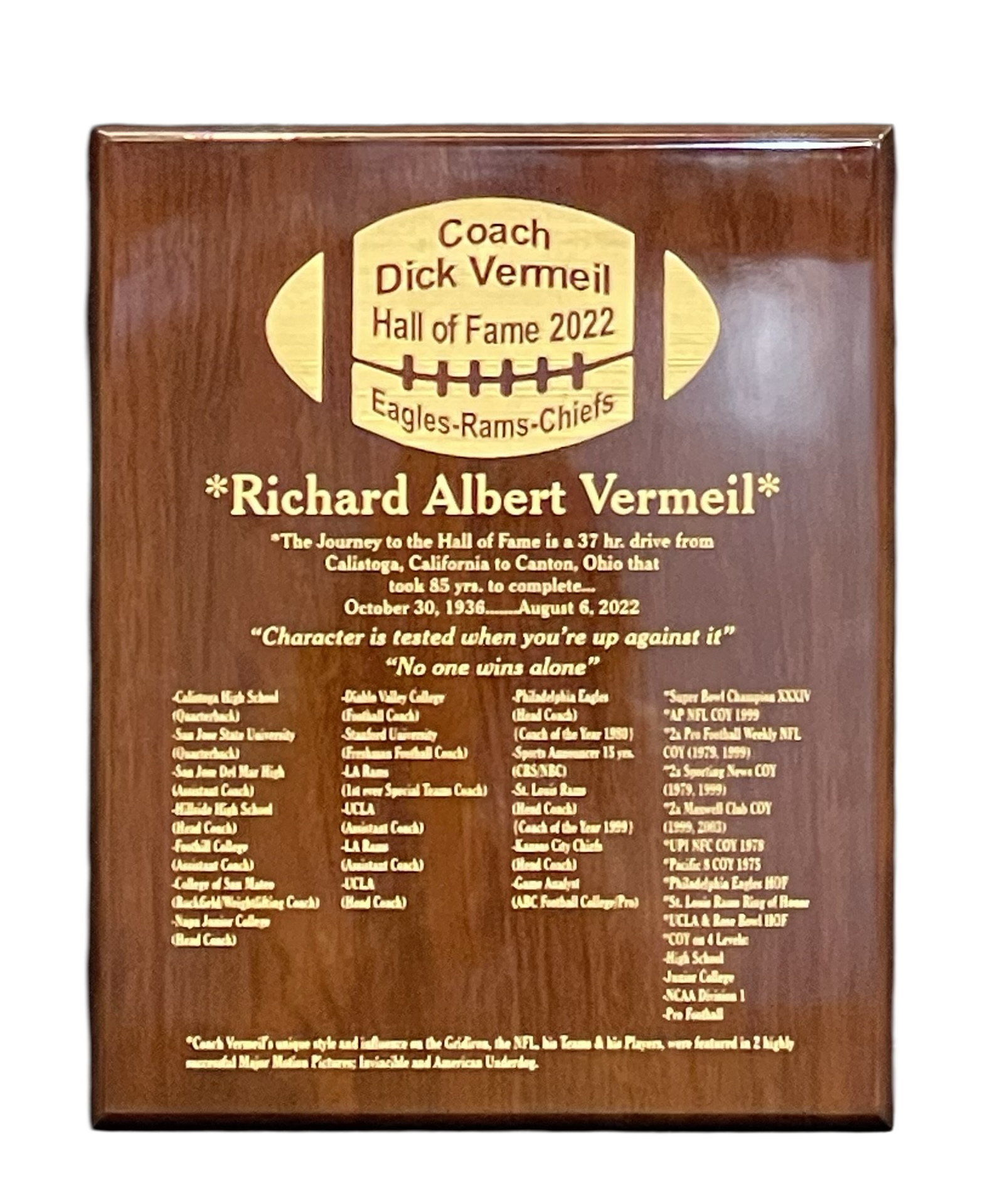 Walnut Piano Finish Plaque - Color Filled