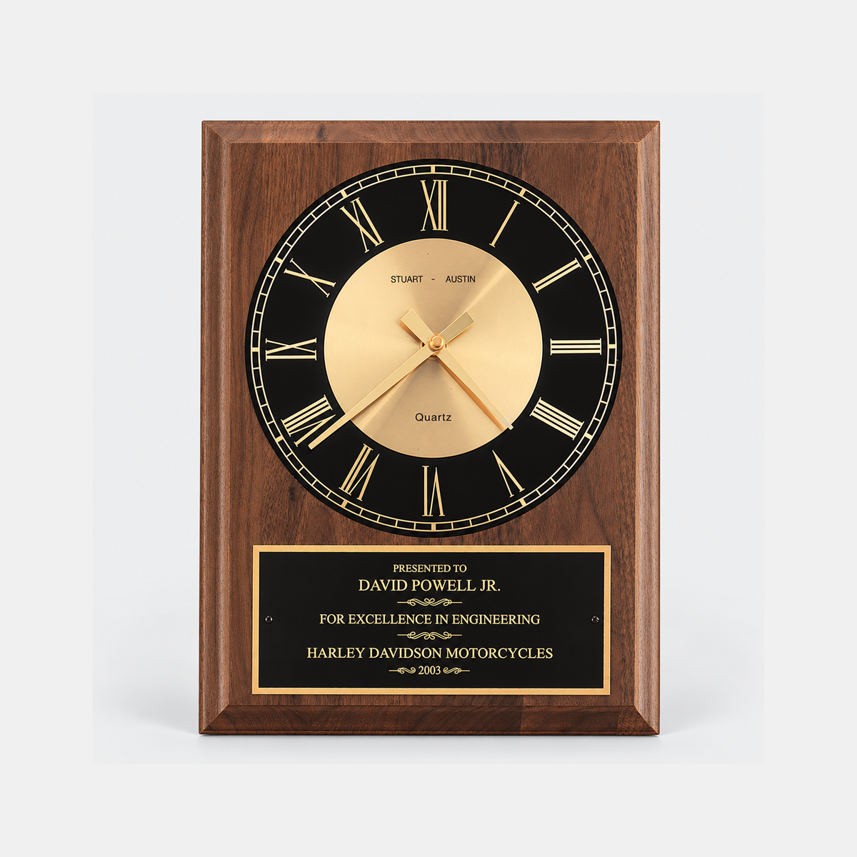 American Walnut Vertical Wall Clock — studio product photo