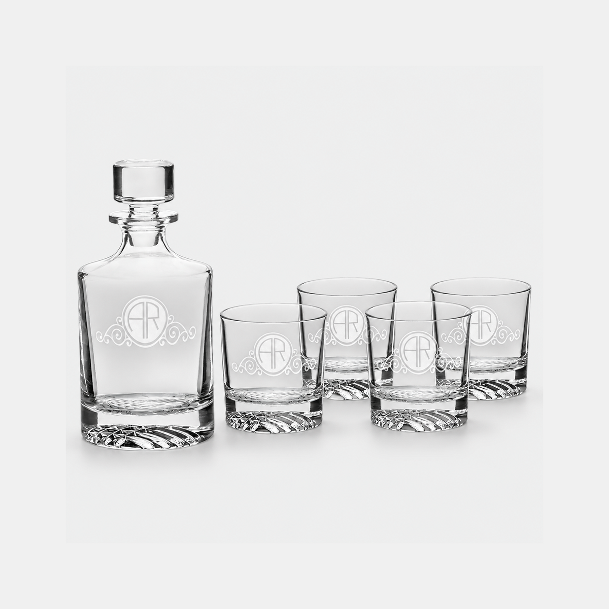 Polar Camel Round Decanter Set with Four Glasses and Gift Box — studio product photo