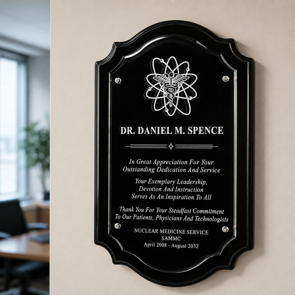 Scalloped Edge Plaque with Floating Acrylic Panel