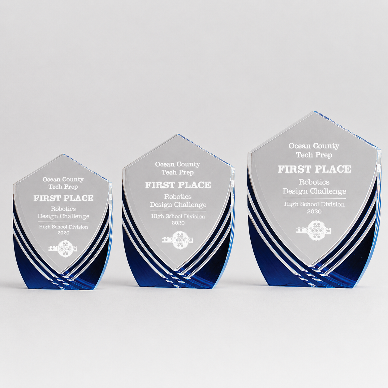 Blue Accent Shield Acrylic Award