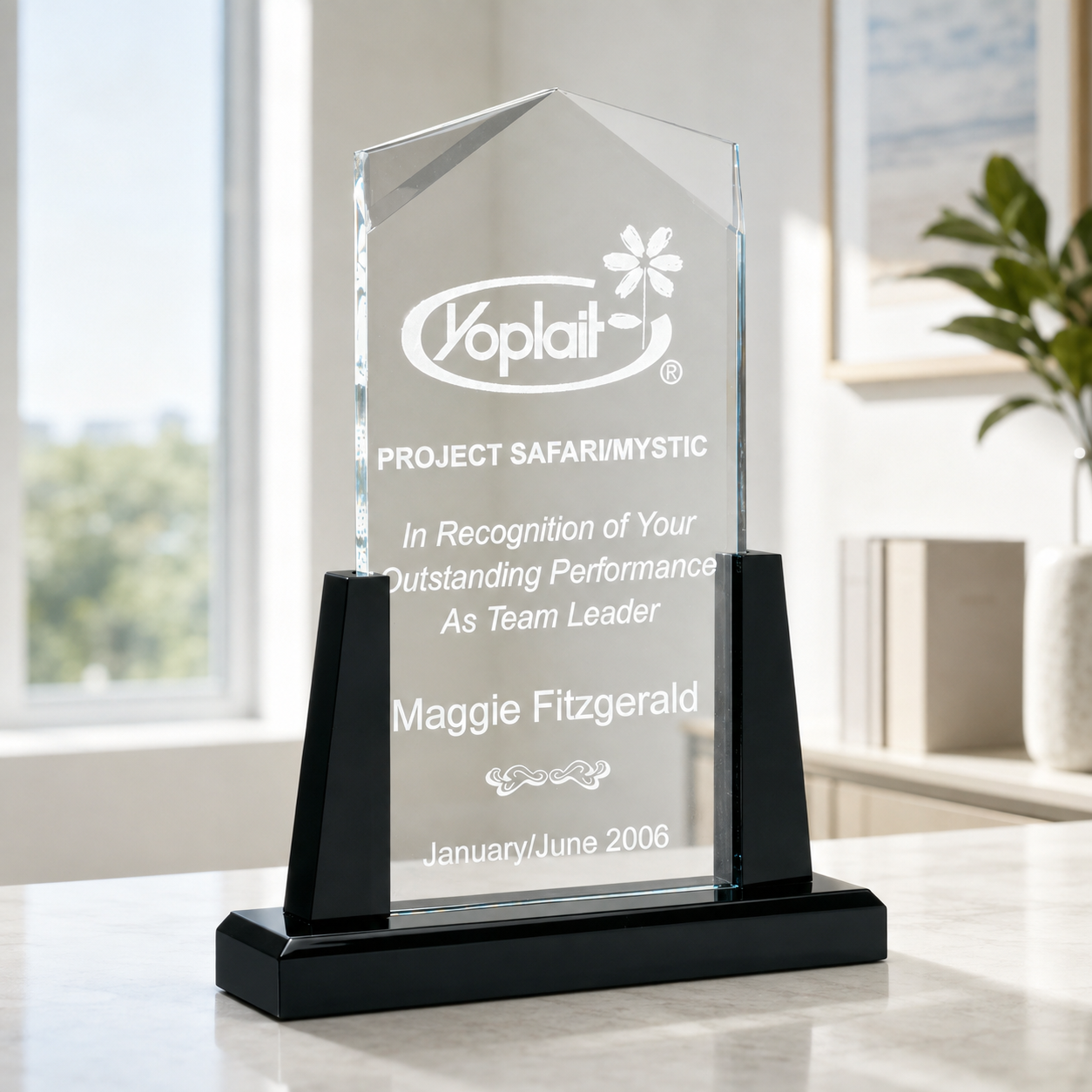 Spire Clear Acrylic Award with Black Base