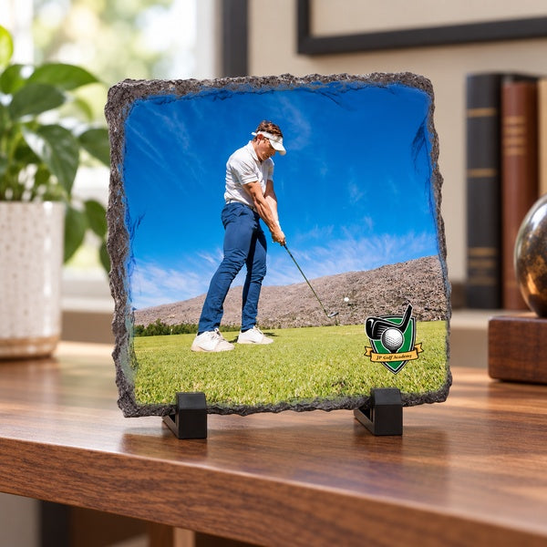 Square Full-Color Photo Stone in an office setting