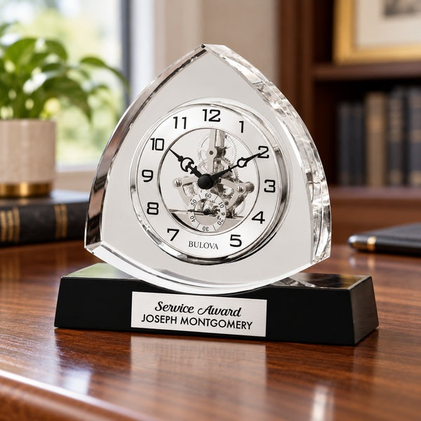 Trident Skeleton Movement Clock in an office setting