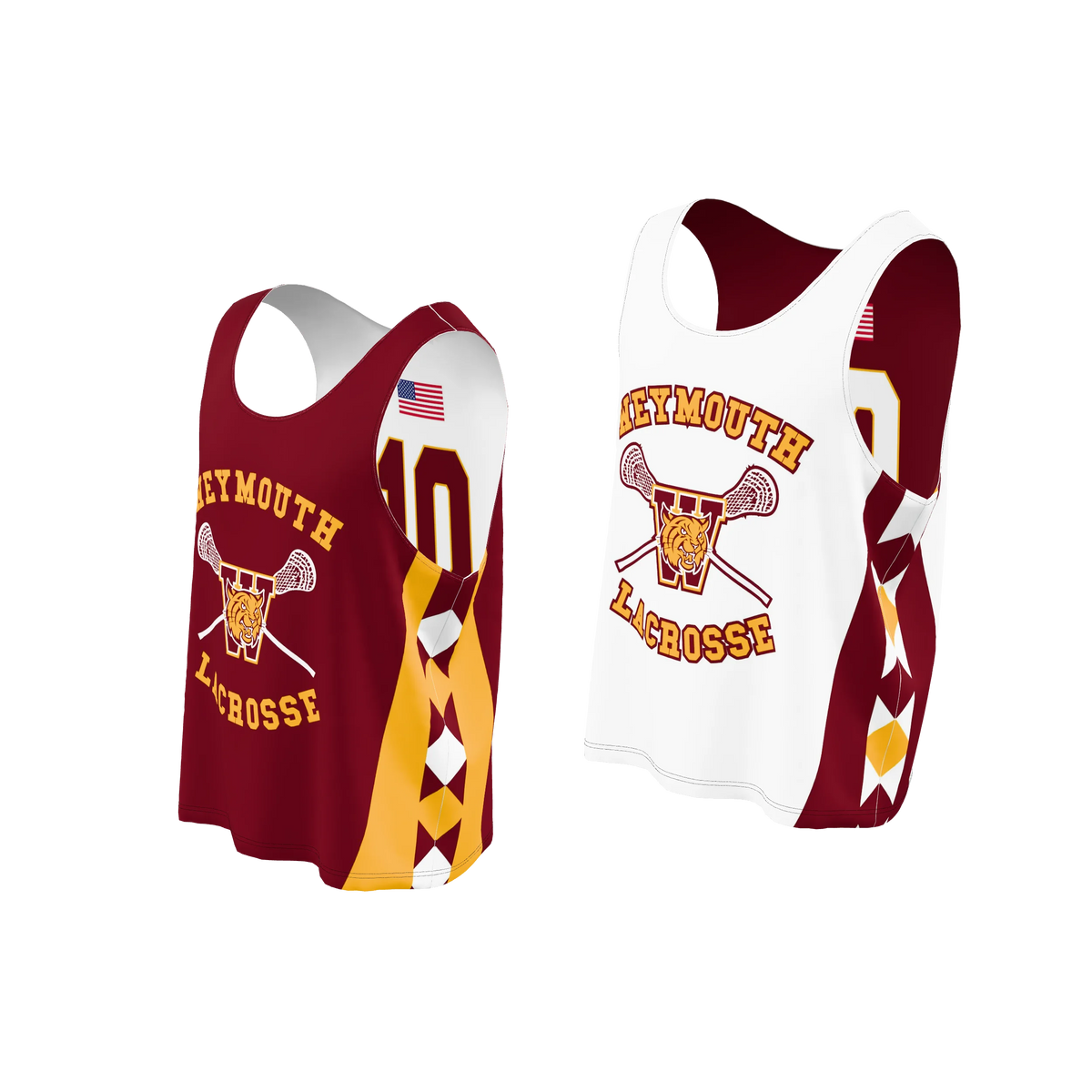 Custom Sublimated Men's Double-Ply Reversible Lacrosse Pinnie — supplier view 2
