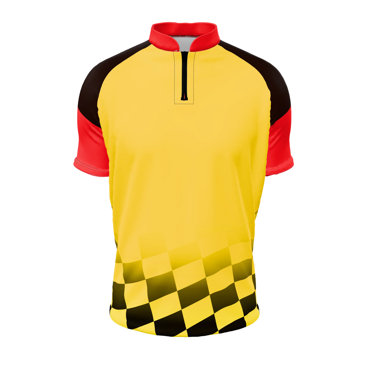 Custom Sublimated Men's Short Sleeve Gamer Zip-Up Shirt — supplier view 1