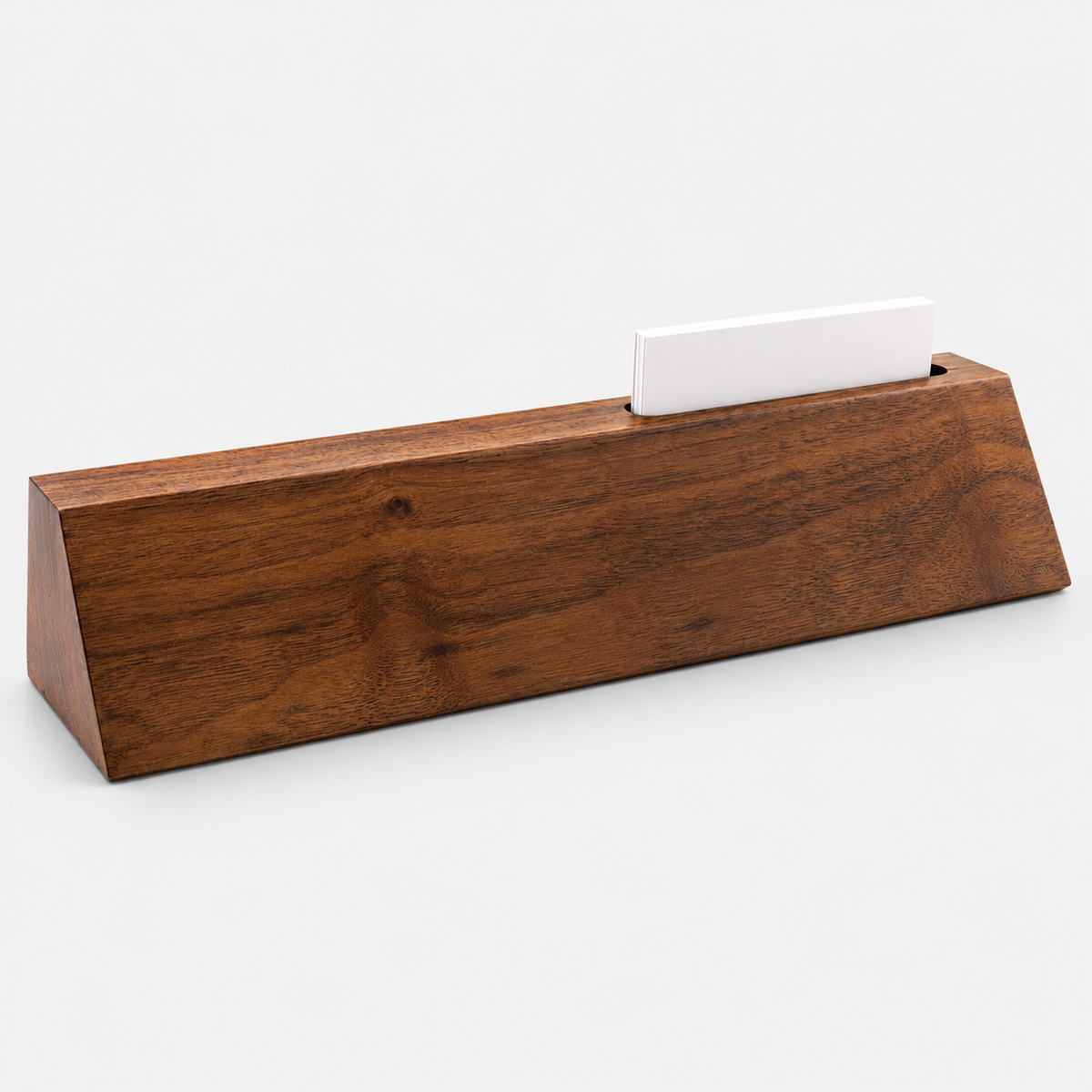 Walnut Desk Nameplate with Business Card Holder — product view