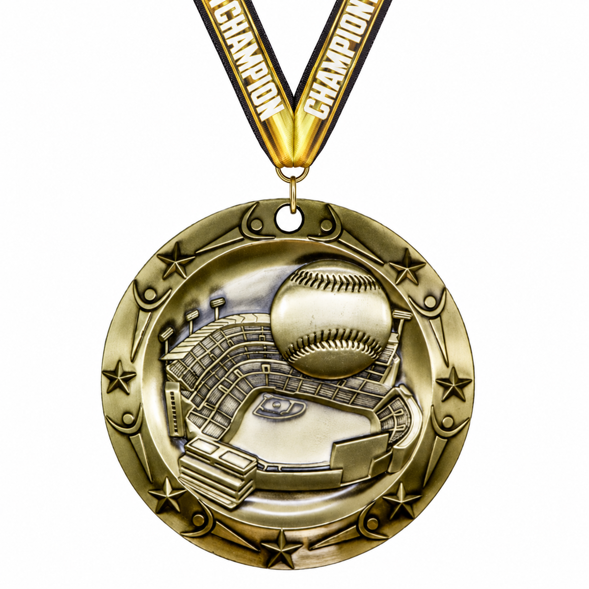 World Class Medallion Medals with gold Champion ribbon