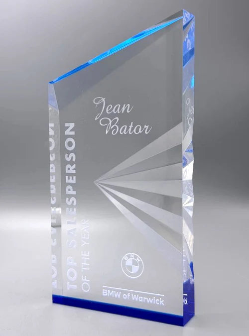 Clear Acrylic Fan Peak With Blue Mirror Bottom