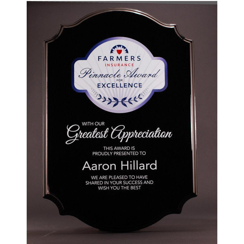Scalloped Piano-Finish Plaque with Raised Acrylic