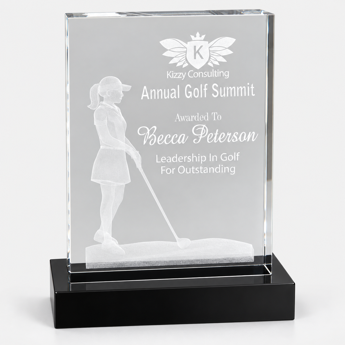 3D Crystal Golf Award