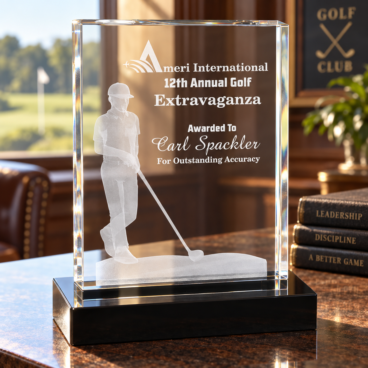 3D Crystal Golf Award