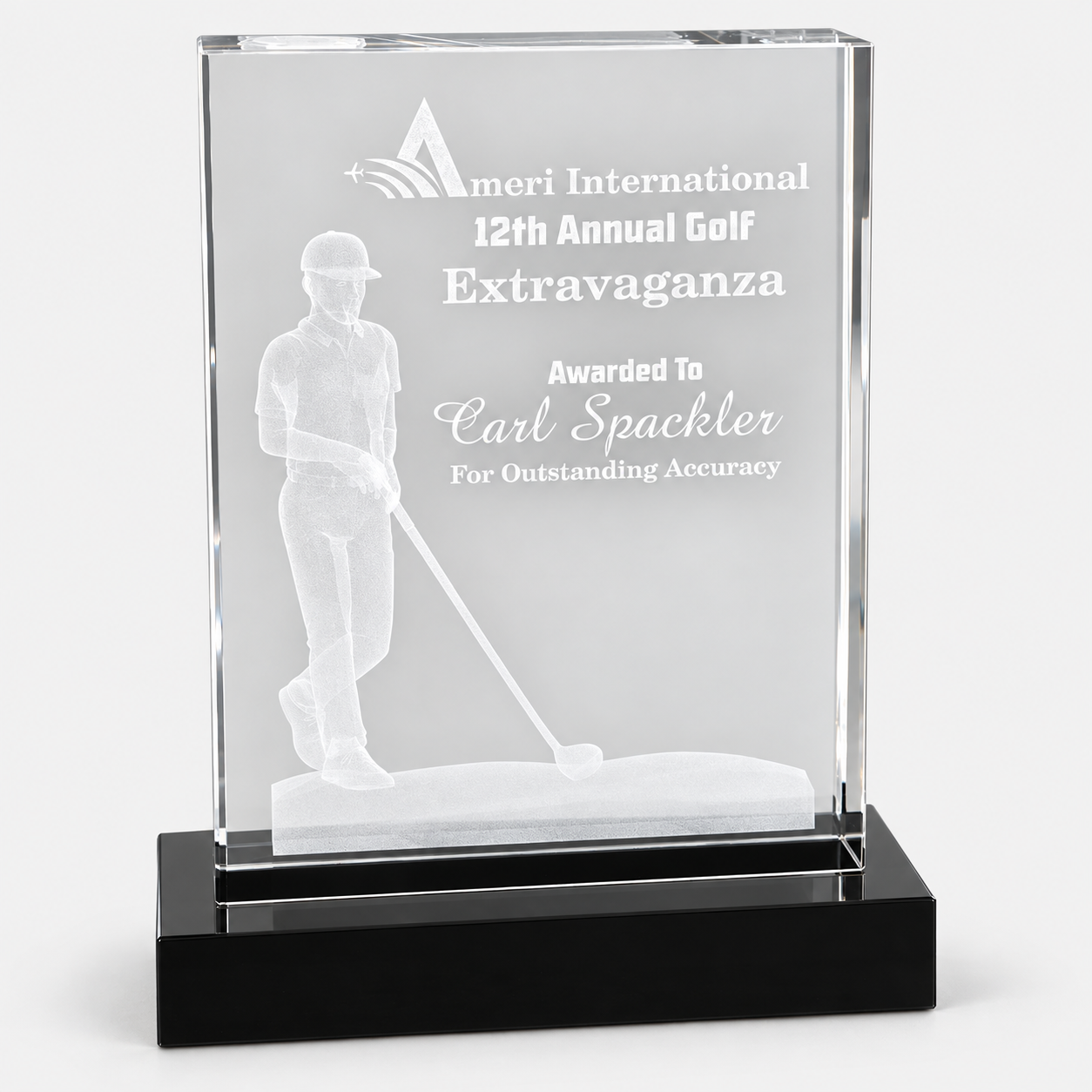 3D Crystal Golf Award