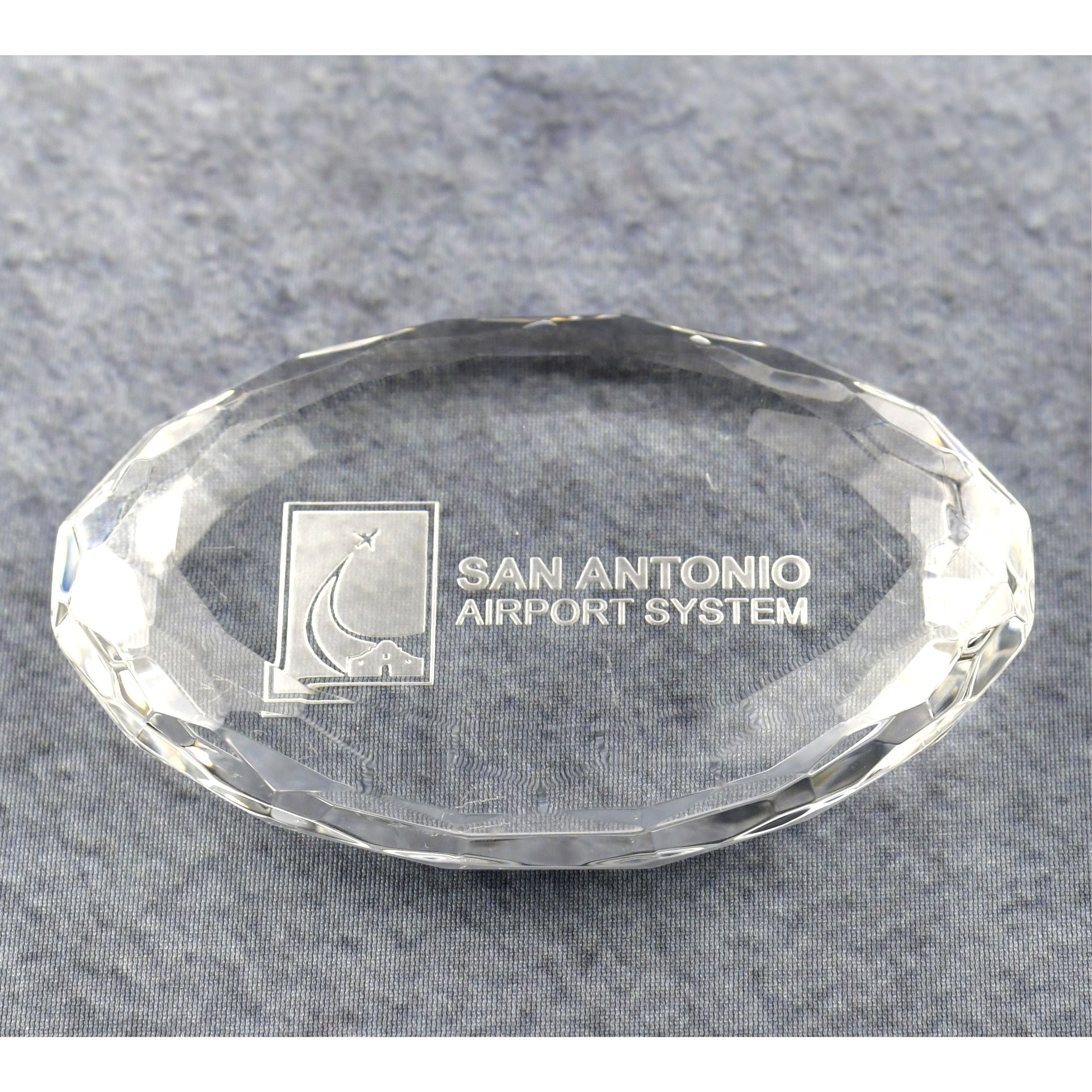 Crystal Oval Multi-Faceted Paperweight