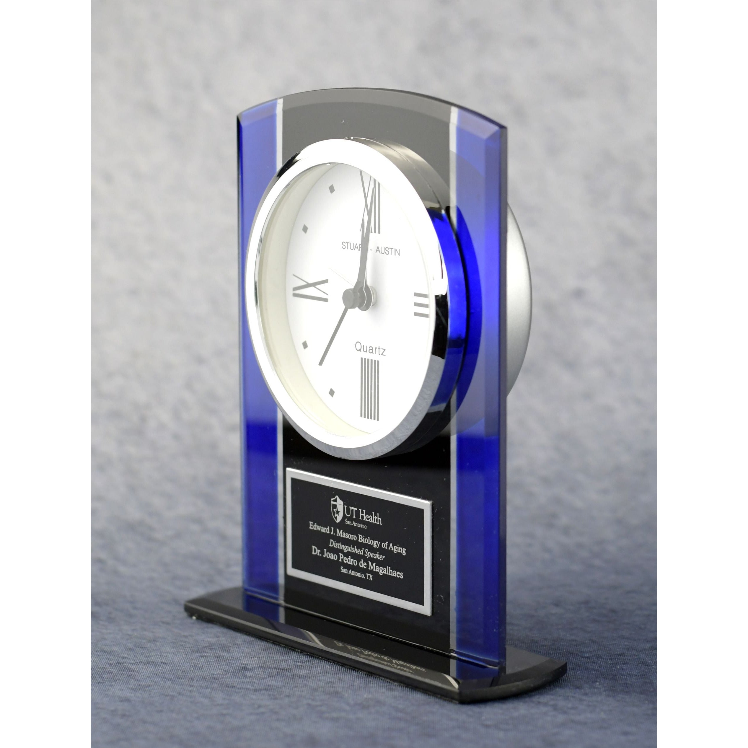 Economy Black and Blue Glass Clock