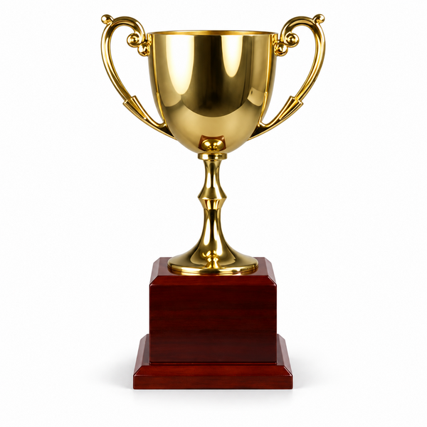 Gold Metal Cup On Rosewood Base