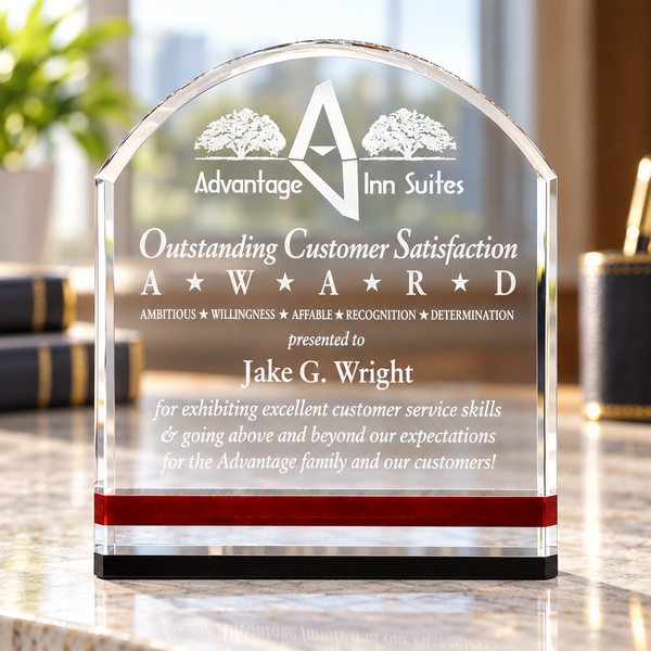 Crystal Arch Top with Black and Red Accents Award