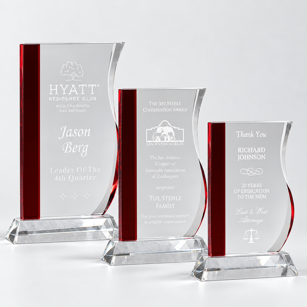 Red Stripe Wave Crystal Award