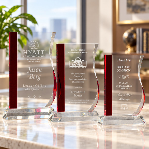 Red Stripe Wave Crystal Award