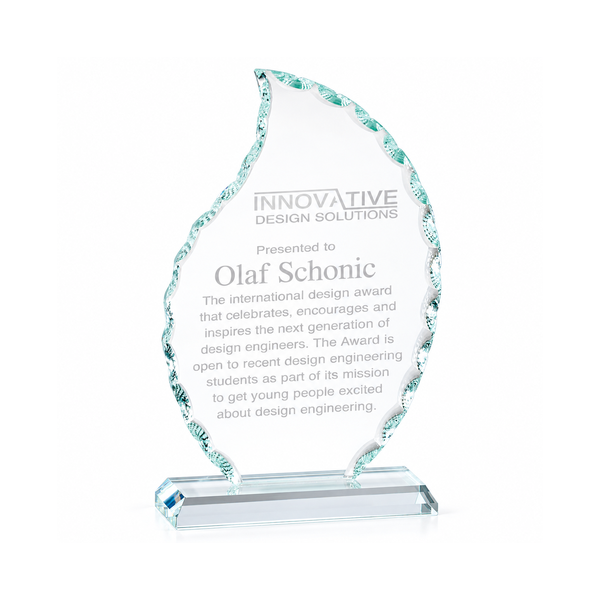 Faceted Flame Glass Sculpture Award — 9" catalog view