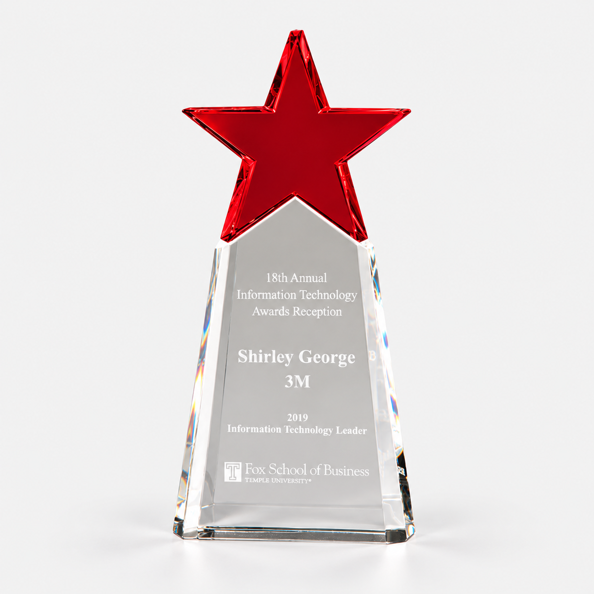 Colored Crystal Star Award on Clear Crystal Base