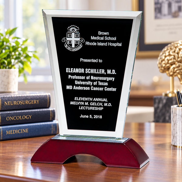 Clear Glass Award with Black Silkscreened Center