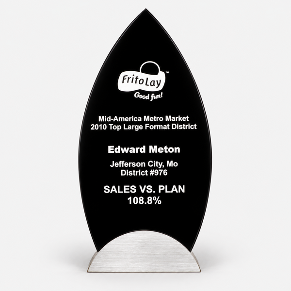 Flame Series Glass Award with Gunmetal-Finish Base