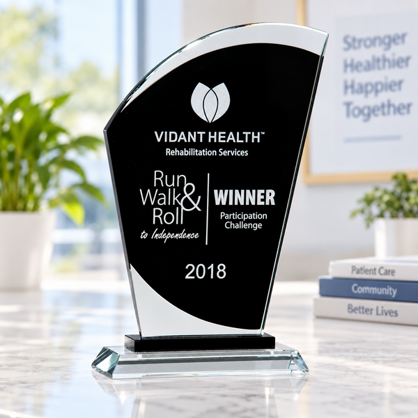 Sail-Shaped Glass Award with Black Center