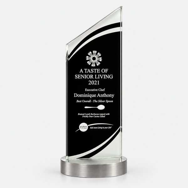 Zenith Series Black Glass Award with Heavy Aluminum Base