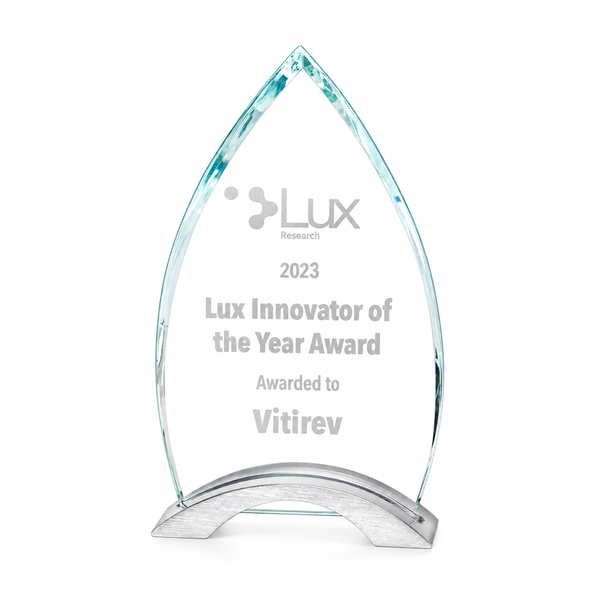 Flame Series Clear Glass Award with Silver Aluminum Base — catalog view
