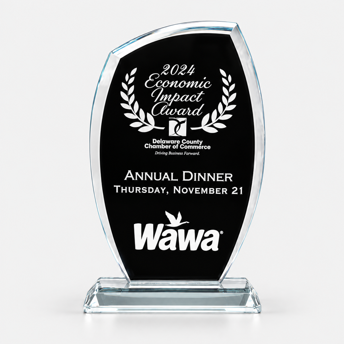 Tidal Clear Glass Award with Painted Background