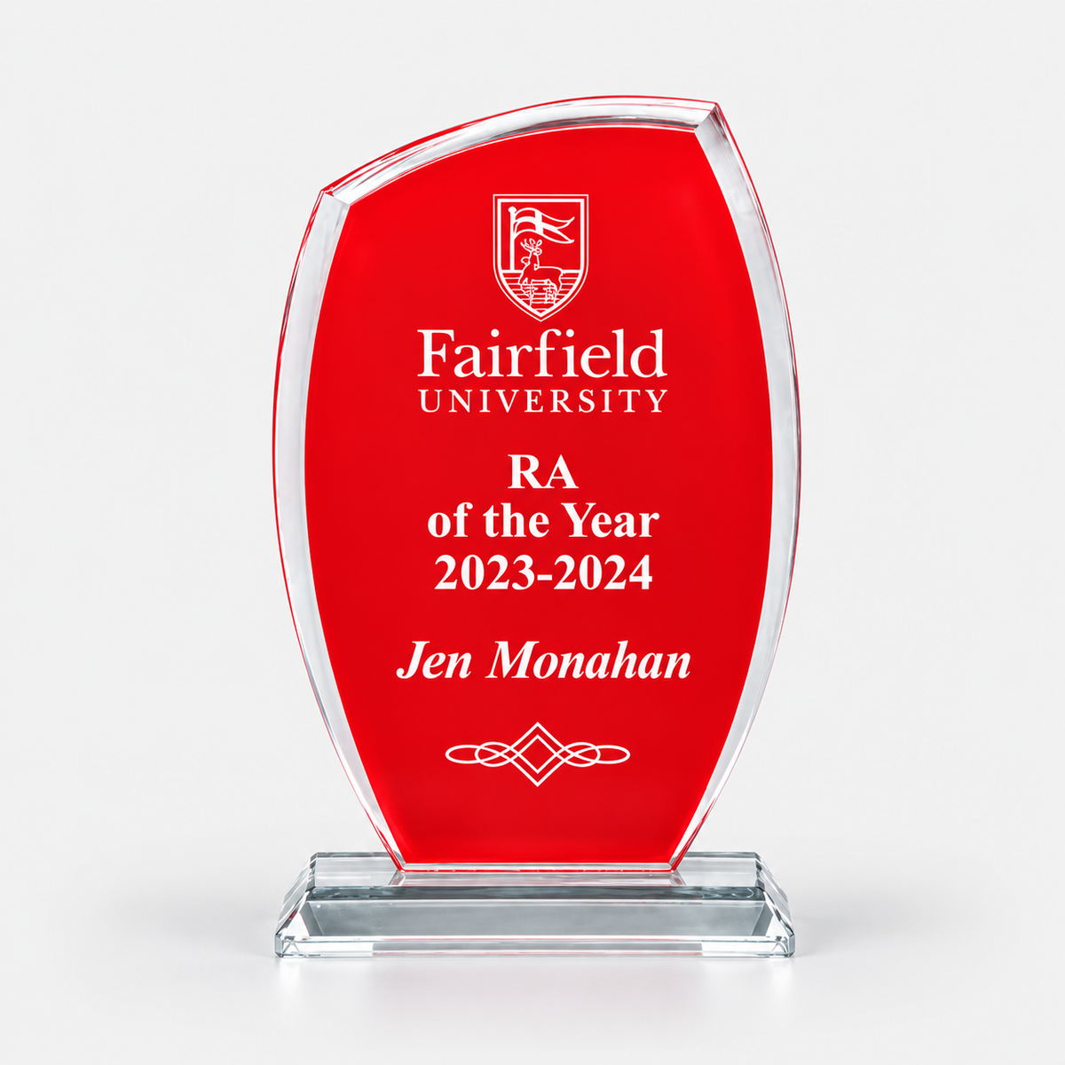 Tidal Clear Glass Award with Painted Background