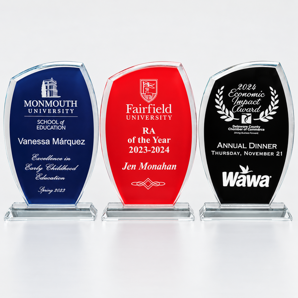 Tidal Clear Glass Award with Painted Background