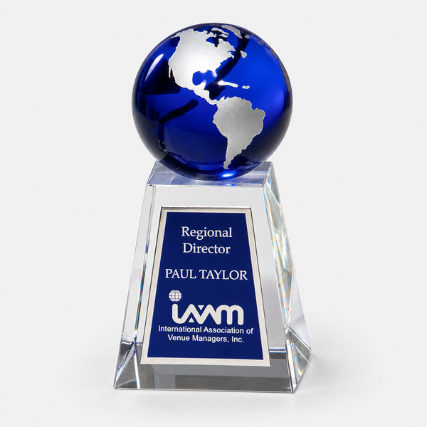 Crystal Trophy with Blue Globe Award