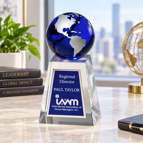Crystal Trophy with Blue Globe Award
