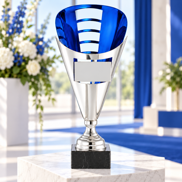Silver and Blue Flare Cup