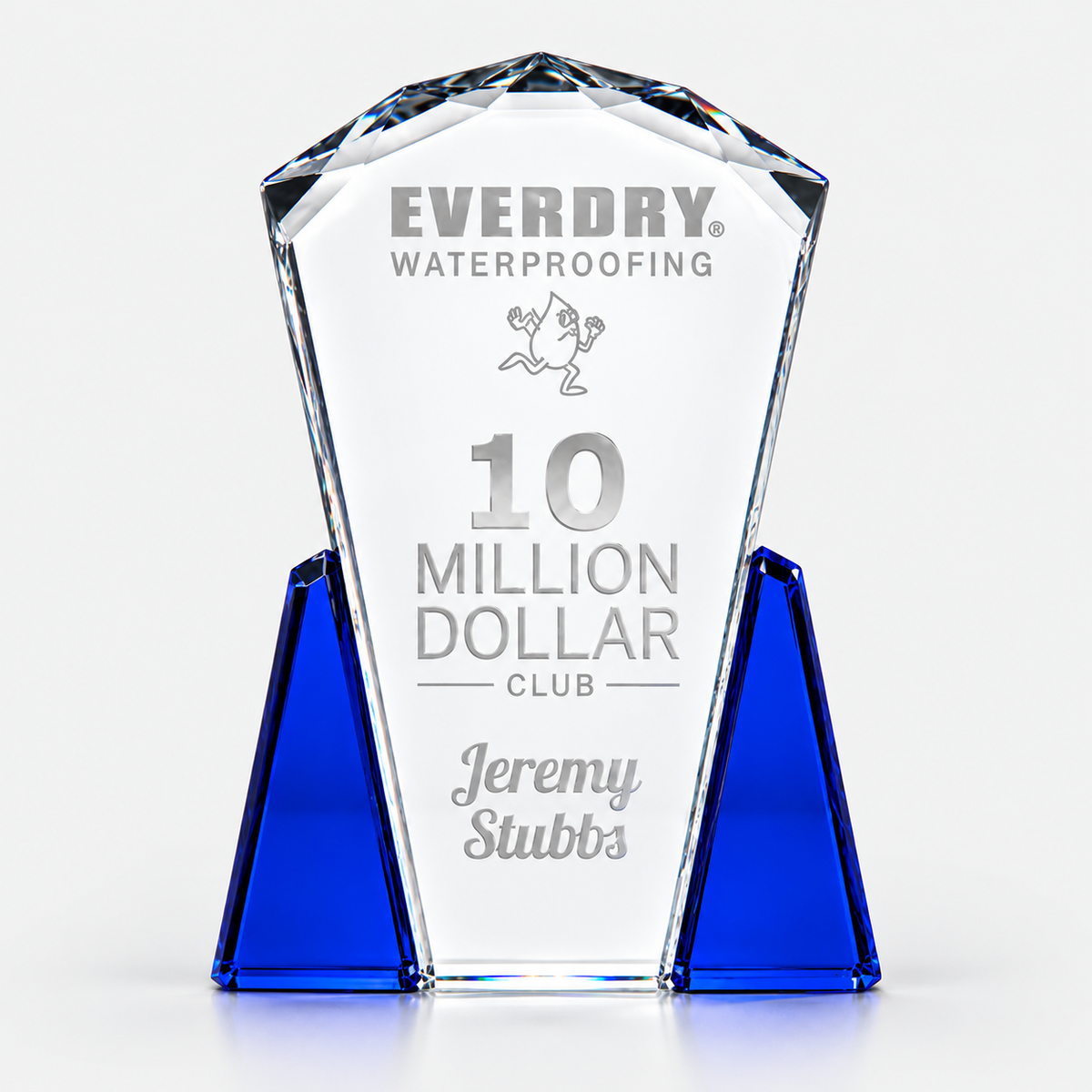 Faceted Super-Thick Optic Crystal Award with Angled Accents