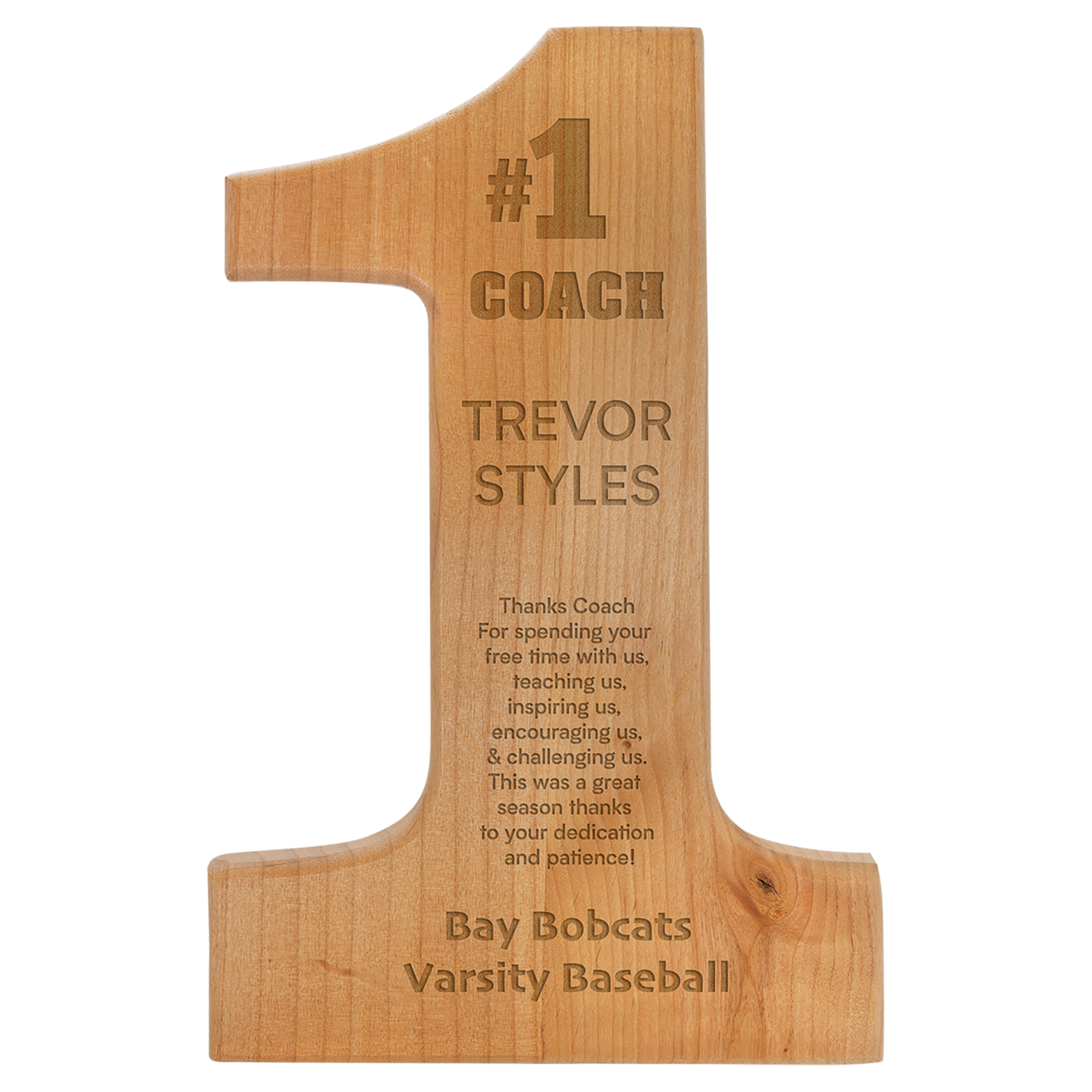 Genuine Red Alder #1 Shaped Plaque