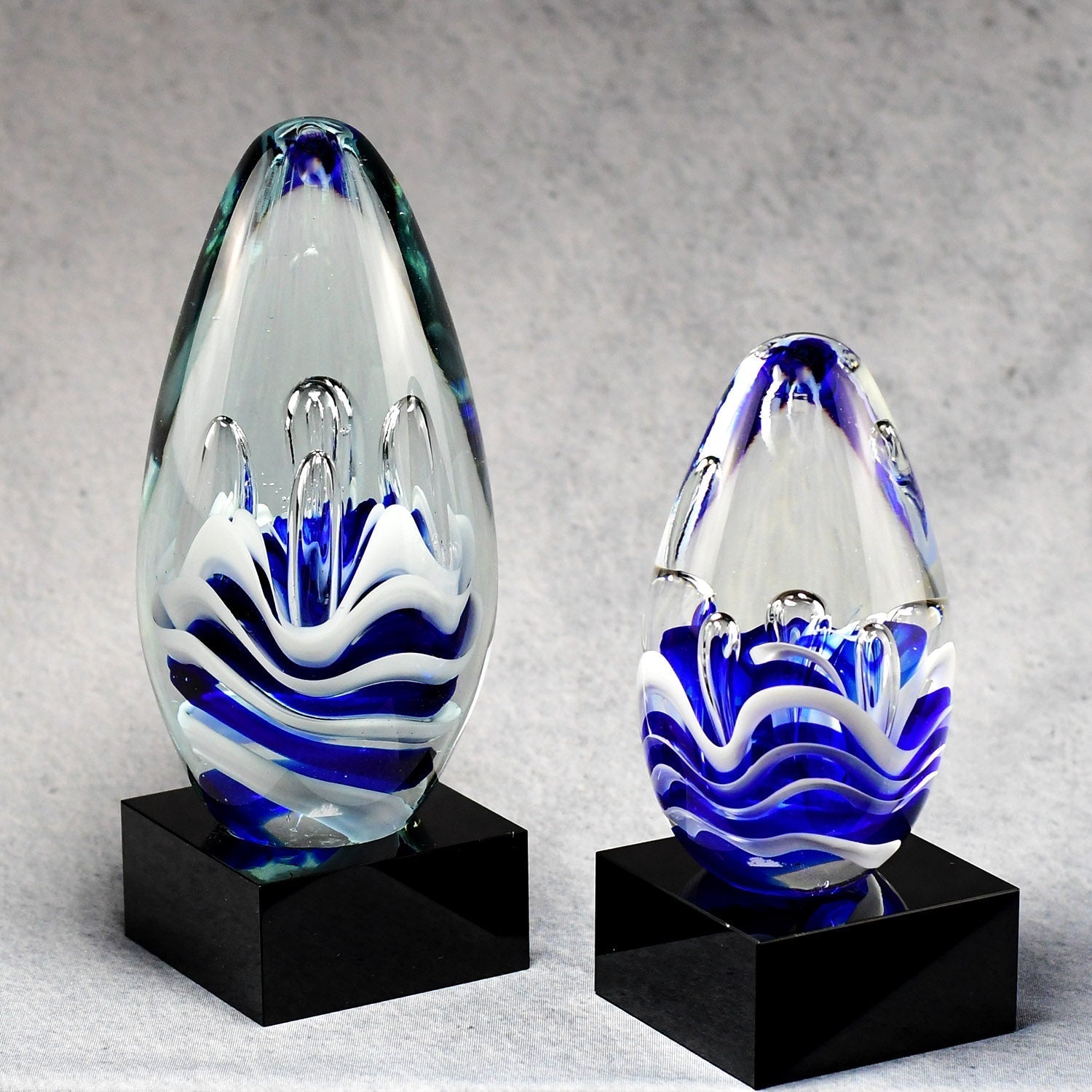 Blue and White Art Glass Egg