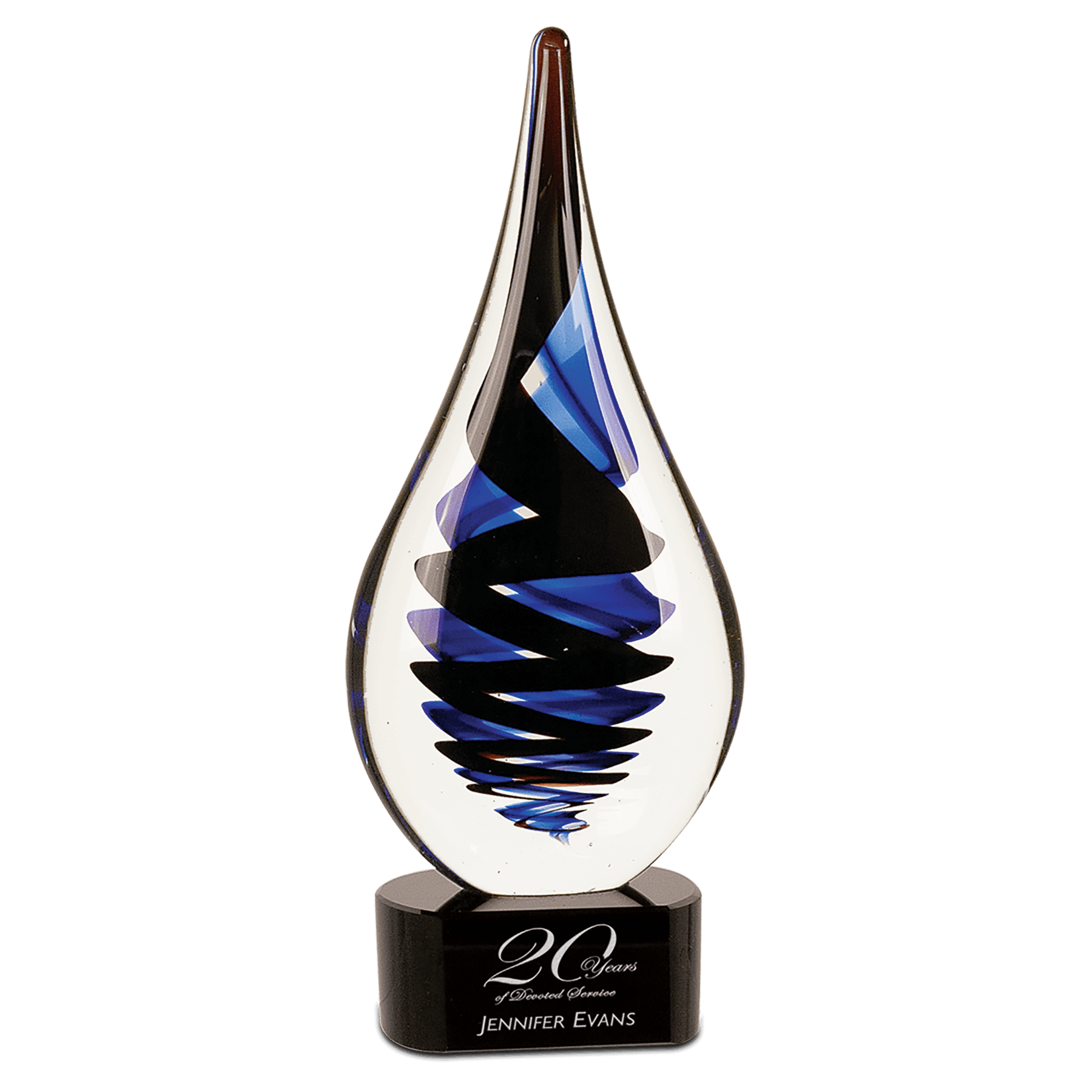 Black Twist Rain Drop Art Glass Award