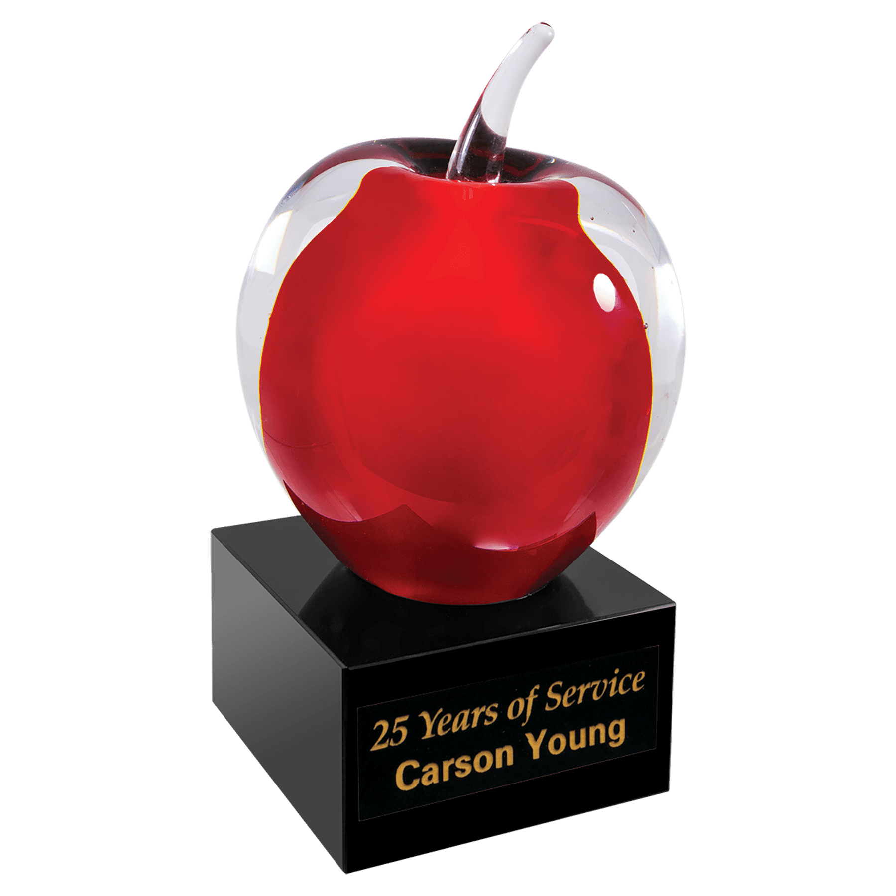 Red Glass Apple with Black Base