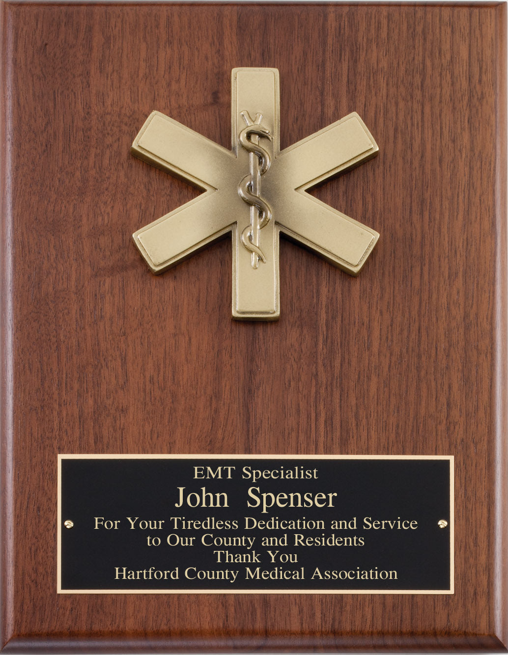 Genuine Walnut Plaque with EMT Casting