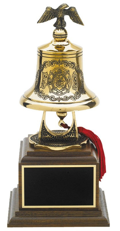 Bronze Bell on Walnut Base