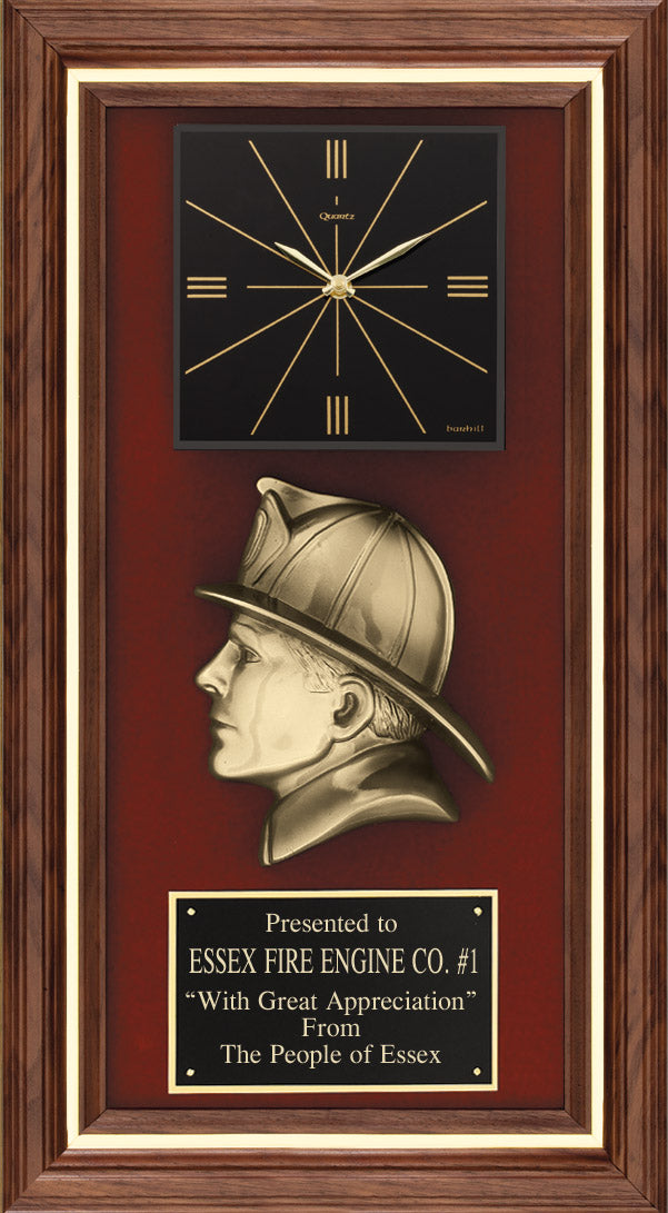 Genuine Walnut Fireman Clock Plaque